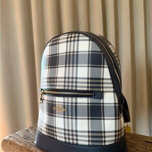 Authentic Coach Plaid Print Backpack | Leather | Designer Bag